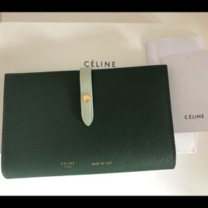 Celine Large Strap Green Multifunction Wallet